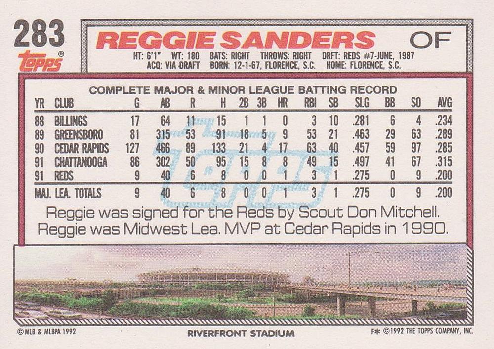 Reggie Sanders  baseball card collectible - Main Image 2