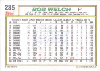 Bob Welch  baseball card collectible - Main Image 2