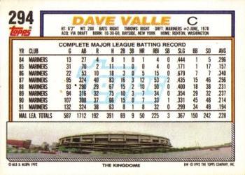 Dave Valle  baseball card collectible - Main Image 2
