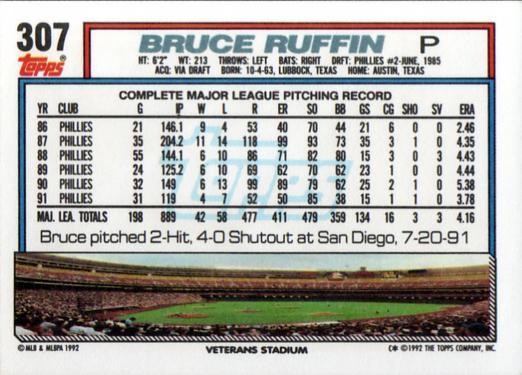Bruce Ruffin  baseball card collectible - Main Image 2