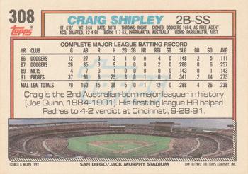 Craig Shipley  baseball card collectible - Main Image 2