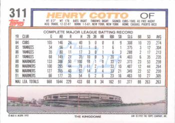 Henry Cotto  baseball card collectible - Main Image 2