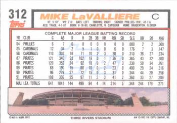 Mike LaValliere  baseball card collectible - Main Image 2