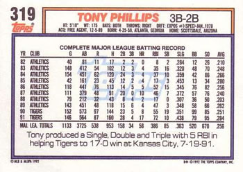 Tony Phillips  baseball card collectible - Main Image 2