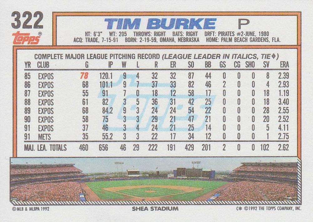 Tim Burke  baseball card collectible - Main Image 2