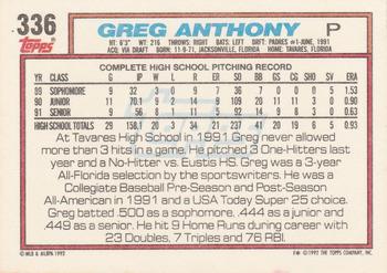 Greg Anthony  baseball card collectible - Main Image 2
