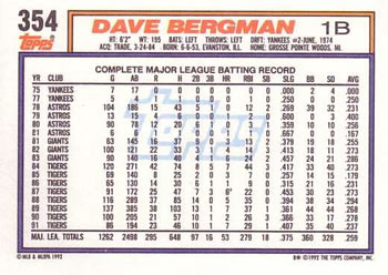 Dave Bergman  baseball card collectible - Main Image 2