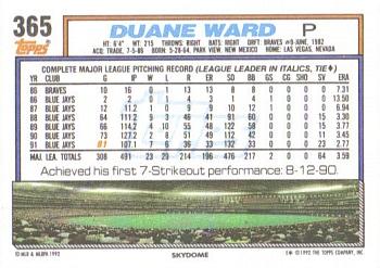 Duane Ward  baseball card collectible - Main Image 2