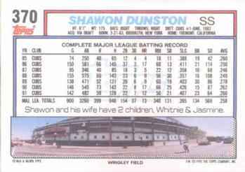 Shawon Dunston  baseball card collectible - Main Image 2