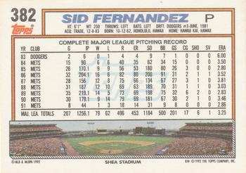 Sid Fernandez  baseball card collectible - Main Image 2