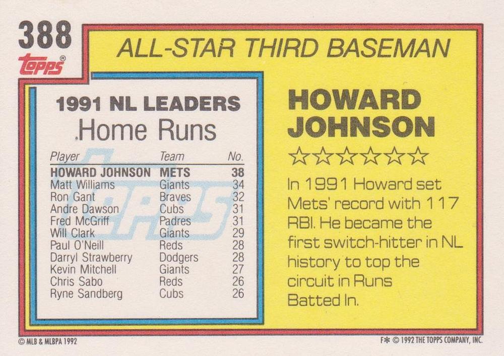 Howard Johnson  baseball card collectible - Main Image 2