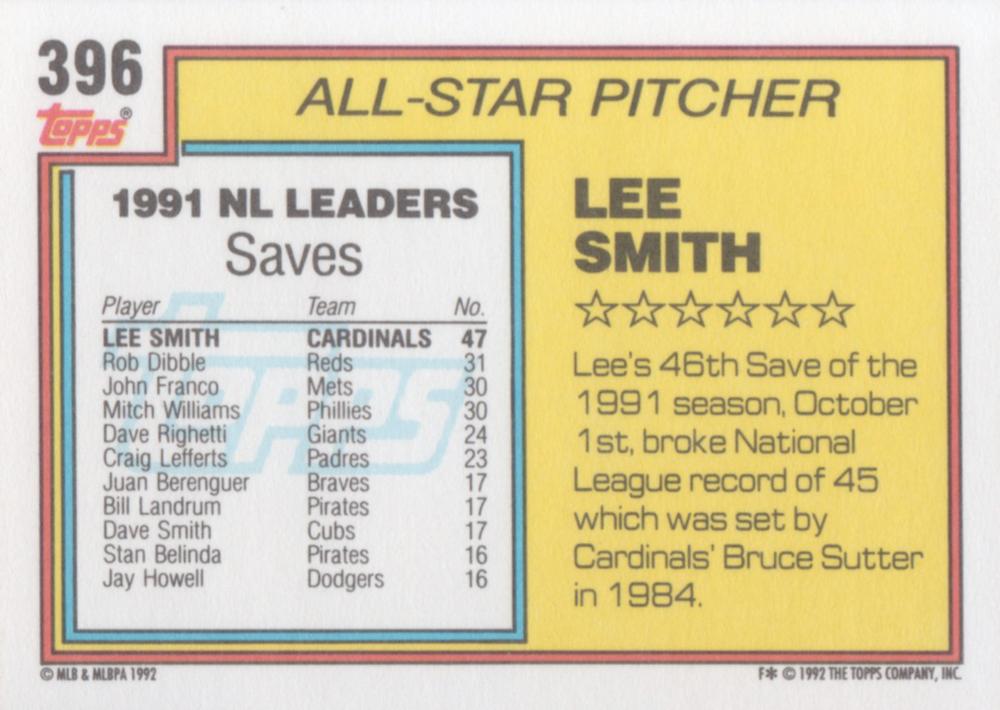 Lee Smith  baseball card collectible - Main Image 2
