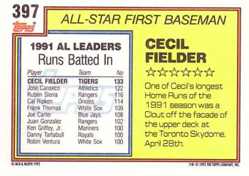 Cecil Fielder  baseball card collectible - Main Image 2