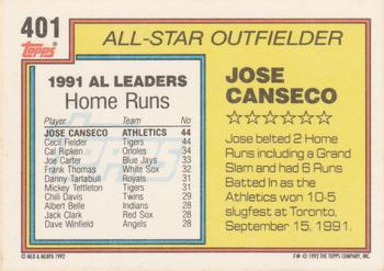 Jose Canseco  baseball card collectible - Main Image 2