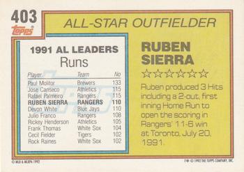 Ruben Sierra  baseball card collectible - Main Image 2