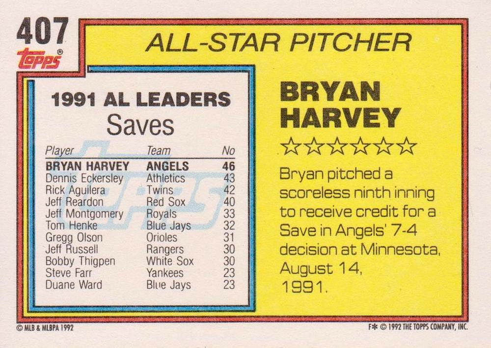 Bryan Harvey  baseball card collectible - Main Image 2