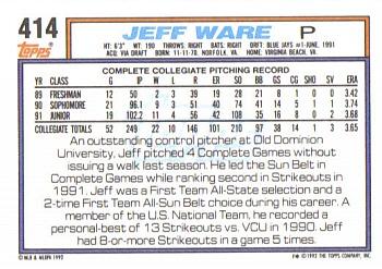 Jeff Ware  baseball card collectible - Main Image 2