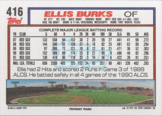 Ellis Burks  baseball card collectible - Main Image 2