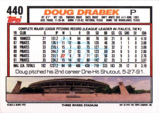 Doug Drabek  baseball card collectible - Main Image 2