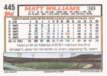 Matt Williams  baseball card collectible - Main Image 2