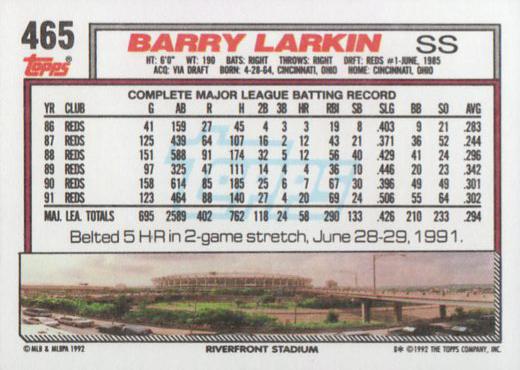 Barry Larkin  baseball card collectible - Main Image 2