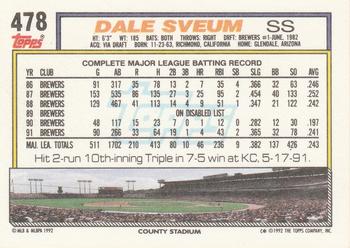 Dale Sveum  baseball card collectible - Main Image 2