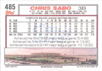 Chris Sabo  baseball card collectible - Main Image 2