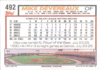 Mike Devereaux  baseball card collectible - Main Image 2