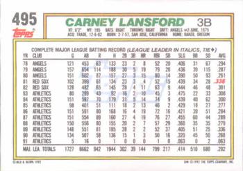 Carney Lansford  baseball card collectible - Main Image 2