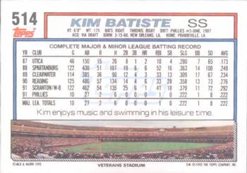 Kim Batiste  baseball card collectible - Main Image 2