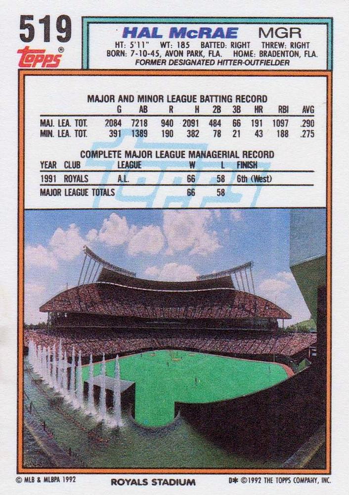 Hal McRae  baseball card collectible - Main Image 2