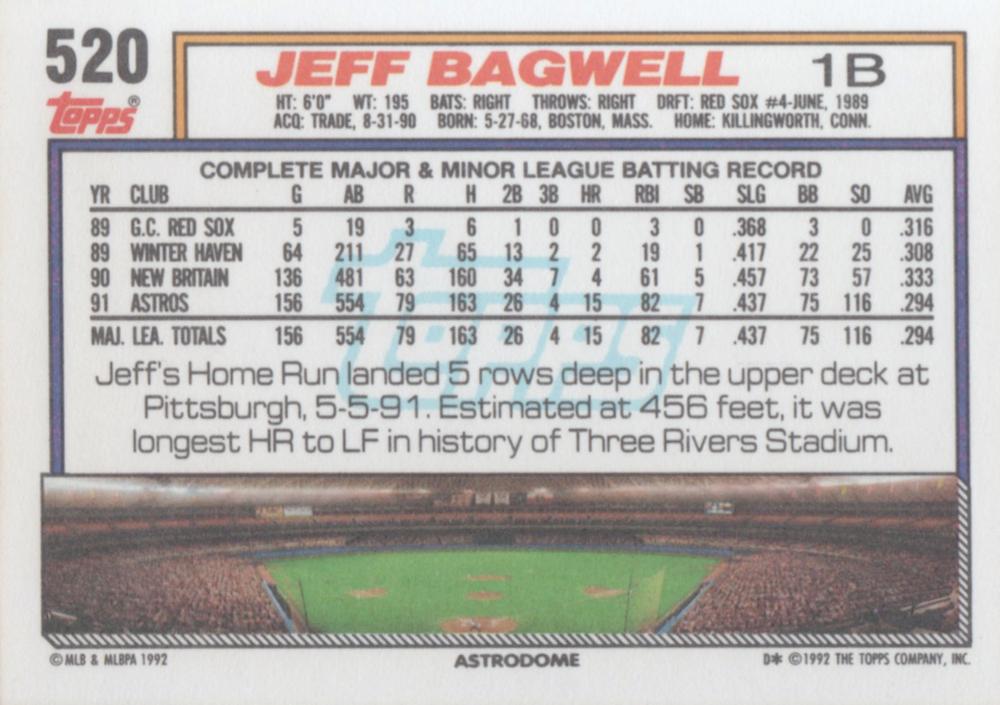 Jeff Bagwell  baseball card collectible - Main Image 2