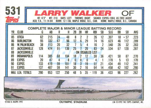 Larry Walker  baseball card collectible - Main Image 2