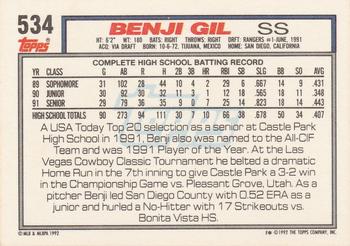 Benji Gil  baseball card collectible - Main Image 2