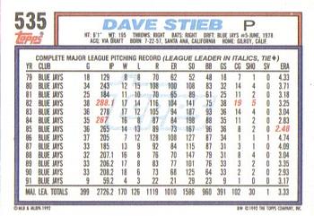 Dave Stieb  baseball card collectible - Main Image 2