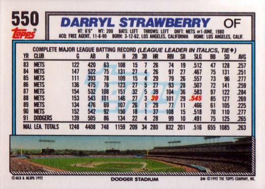 Darryl Strawberry  baseball card collectible - Main Image 2