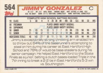 Jimmy Gonzalez  baseball card collectible - Main Image 2