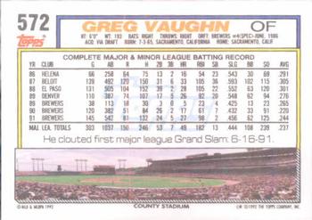 Greg Vaughn  baseball card collectible - Main Image 2