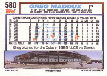 Greg Maddux  baseball card collectible - Main Image 2