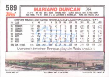 Mariano Duncan  baseball card collectible - Main Image 2