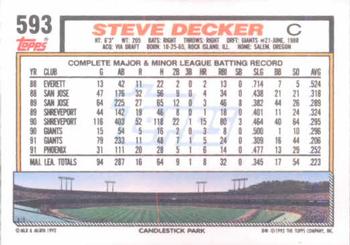 Steve Decker  baseball card collectible - Main Image 2