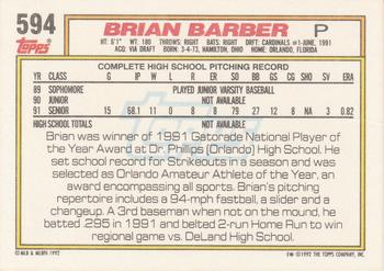 Brian Barber  baseball card collectible - Main Image 2