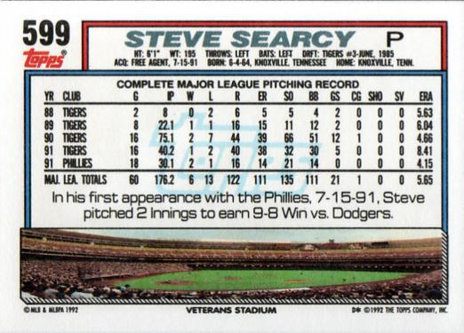 Steve Searcy  baseball card collectible - Main Image 2