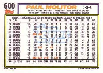 Paul Molitor  baseball card collectible - Main Image 2