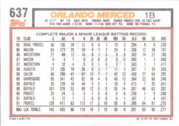 Orlando Merced  baseball card collectible - Main Image 2