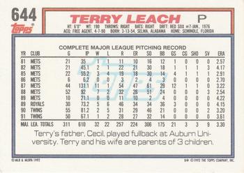 Terry Leach  baseball card collectible - Main Image 2