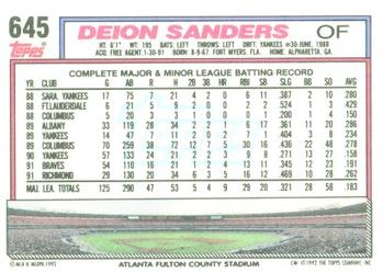 Deion Sanders  baseball card collectible - Main Image 2