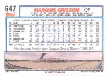 Marquis Grissom  baseball card collectible - Main Image 2