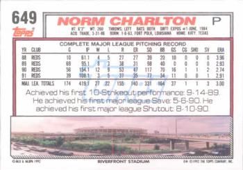 Norm Charlton  baseball card collectible - Main Image 2