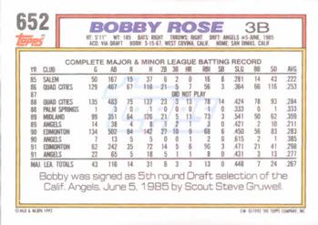 Bobby Rose  baseball card collectible - Main Image 2